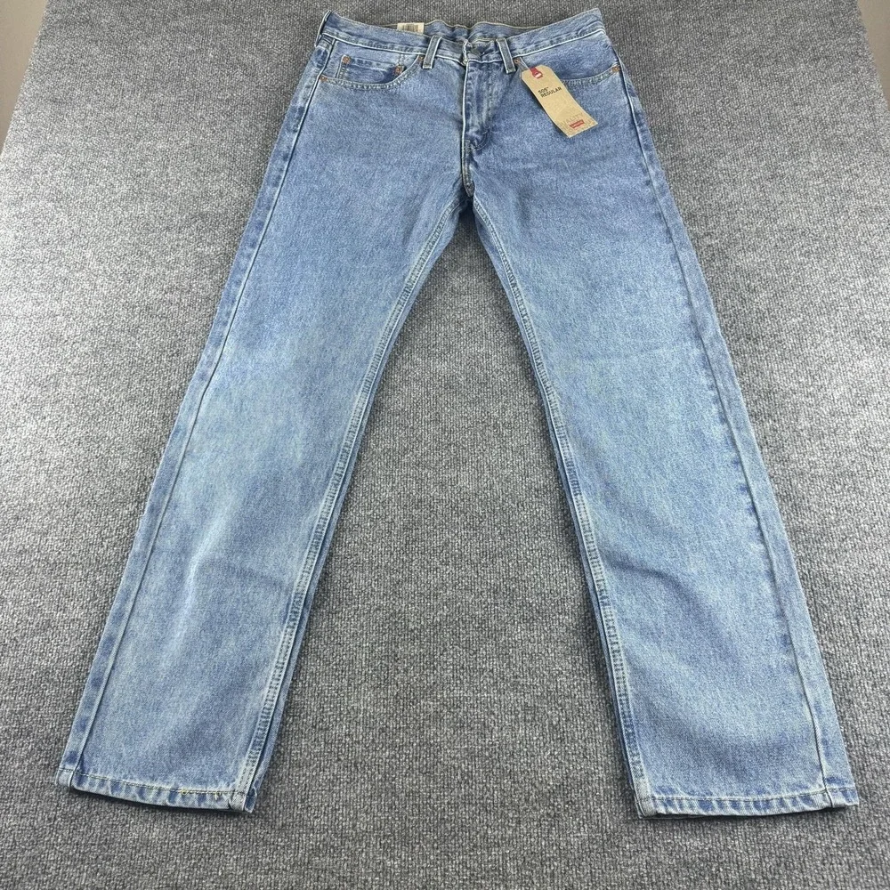 Levis 505 Jeans Mens 32x32 Blue Regular Straight Light Wash Denim Pants